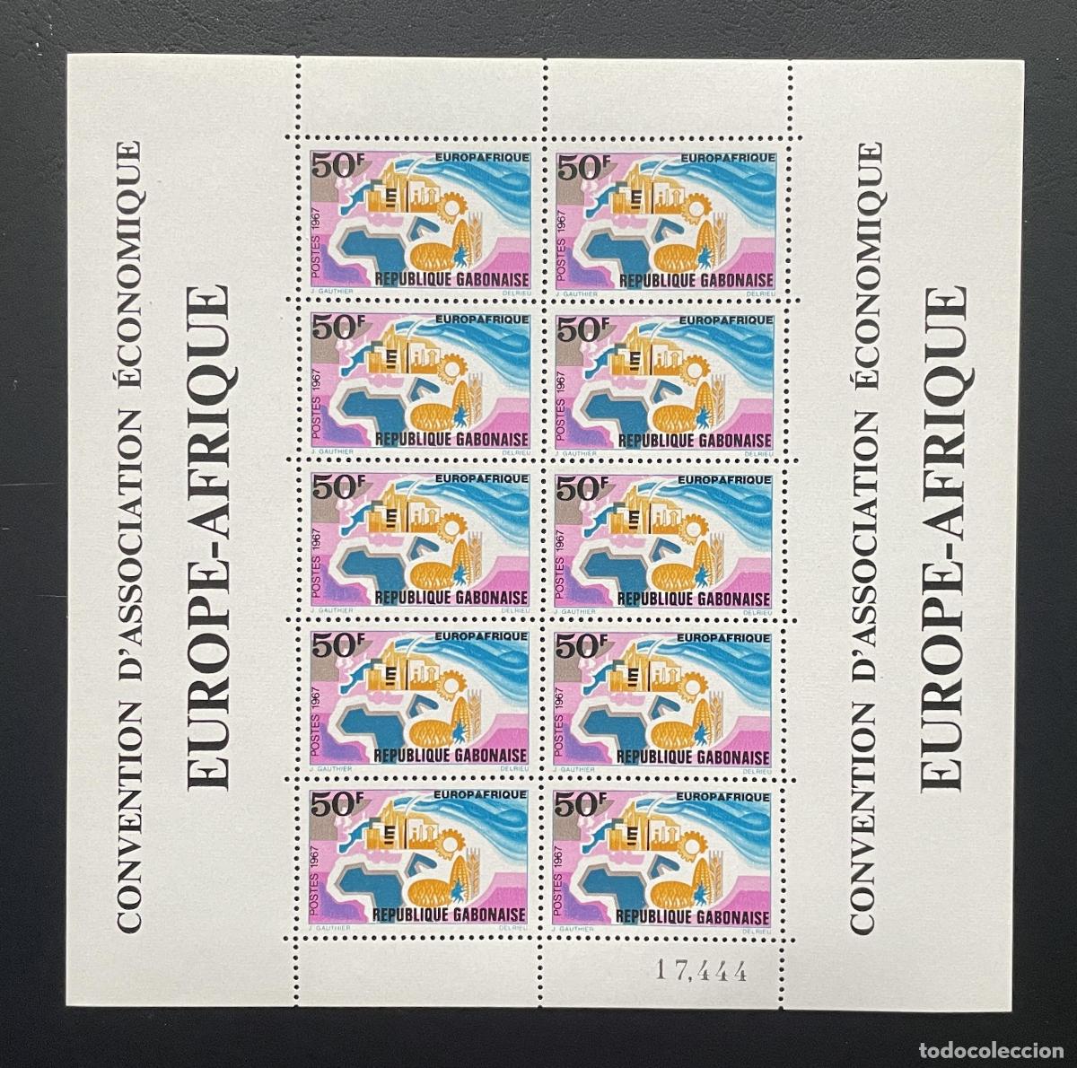 Sellos: Gab&oacute;n 1967 YT 218 bloque Europafrica asociaci&oacute;n econ&oacute;mica mapa