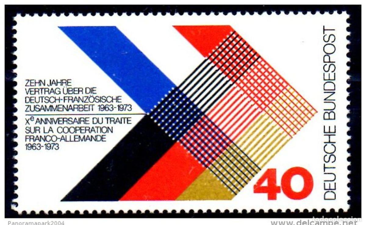 Sellos: Emisi&oacute;n conjunta Francia Alemania 1973 Cooperaci&oacute;n Tratado del El&iacute;seo Yvert 603