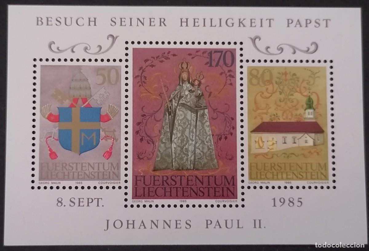 Sellos: LIECHTENSTEIN 1985 - HB VISITA / JUAN PABLO II .