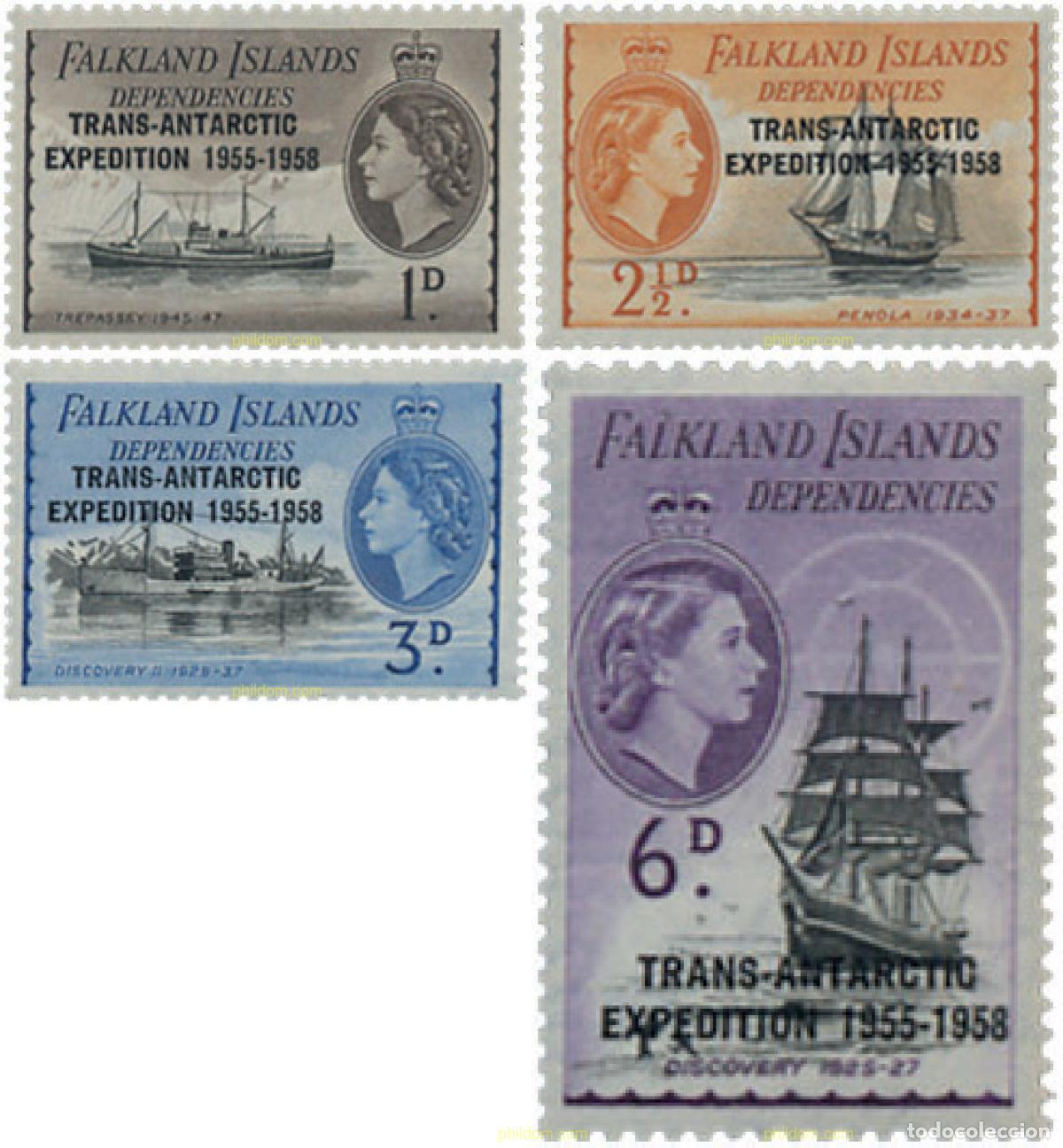 Sellos: 27647 HINGED FALKLAND. Shetlands del sur 1956 EXPEDICION TRANS-ANTARTICA