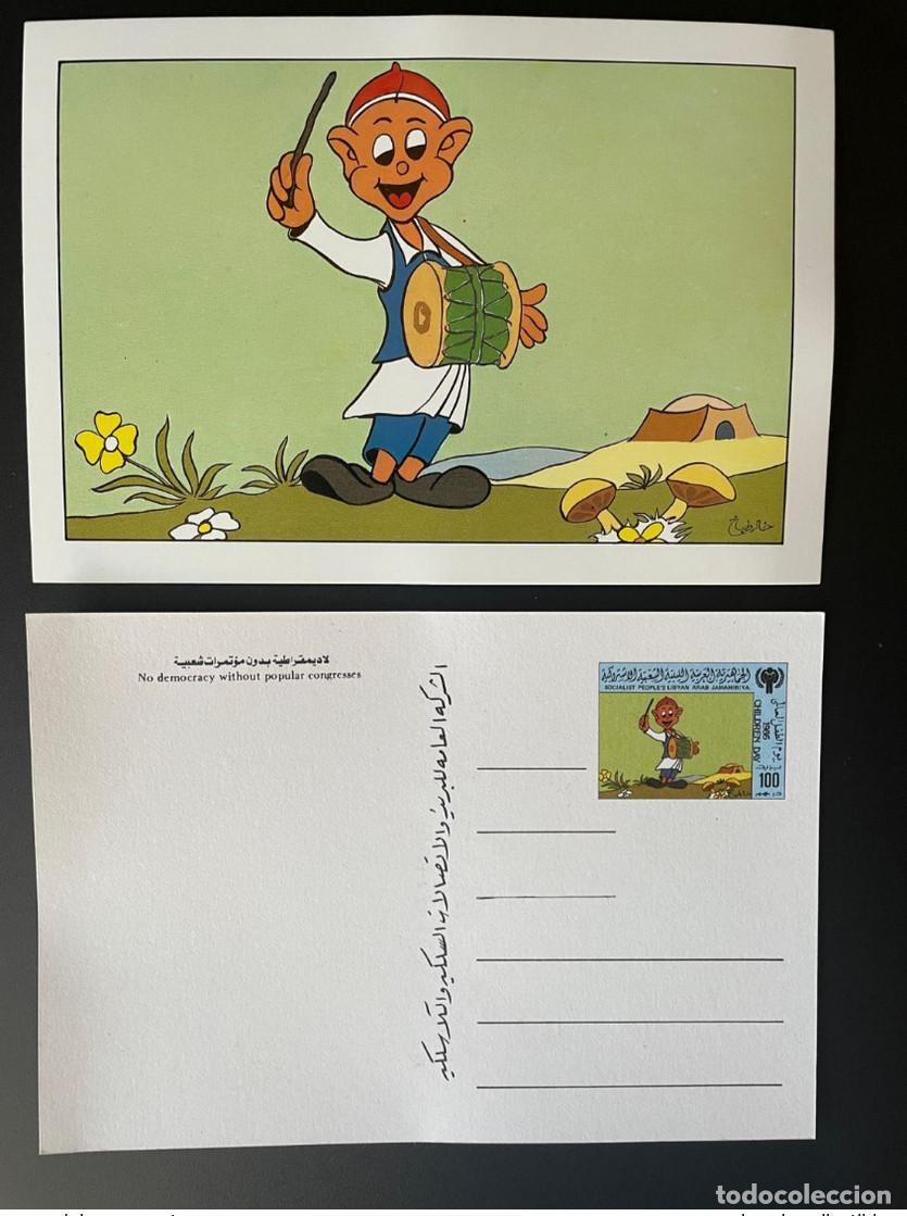 Sellos: Libia 1986 Papeler&iacute;a entera hongos tambores m&uacute;sica tambor