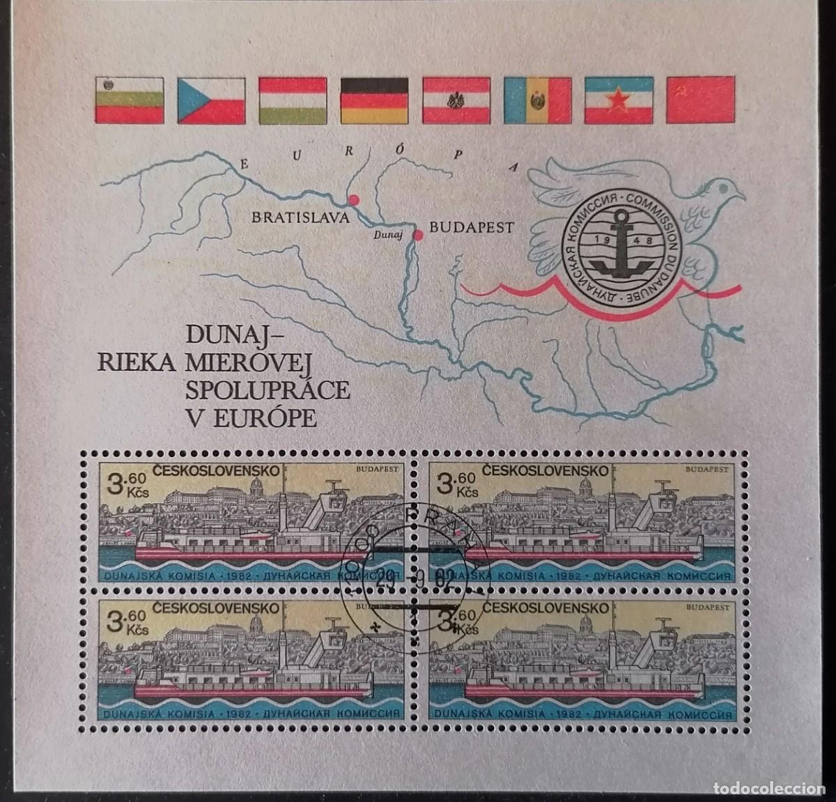 Sellos: CHECOSLOVAQUIA 1982 - HB COMISI&Oacute;N DEL DANUBIO / BRATISLAVA .
