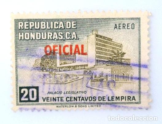 Sellos: Sello Postal HONDURAS 1956 , 20 centavos, Palacio legislativo, Sobreimpreso Oficial