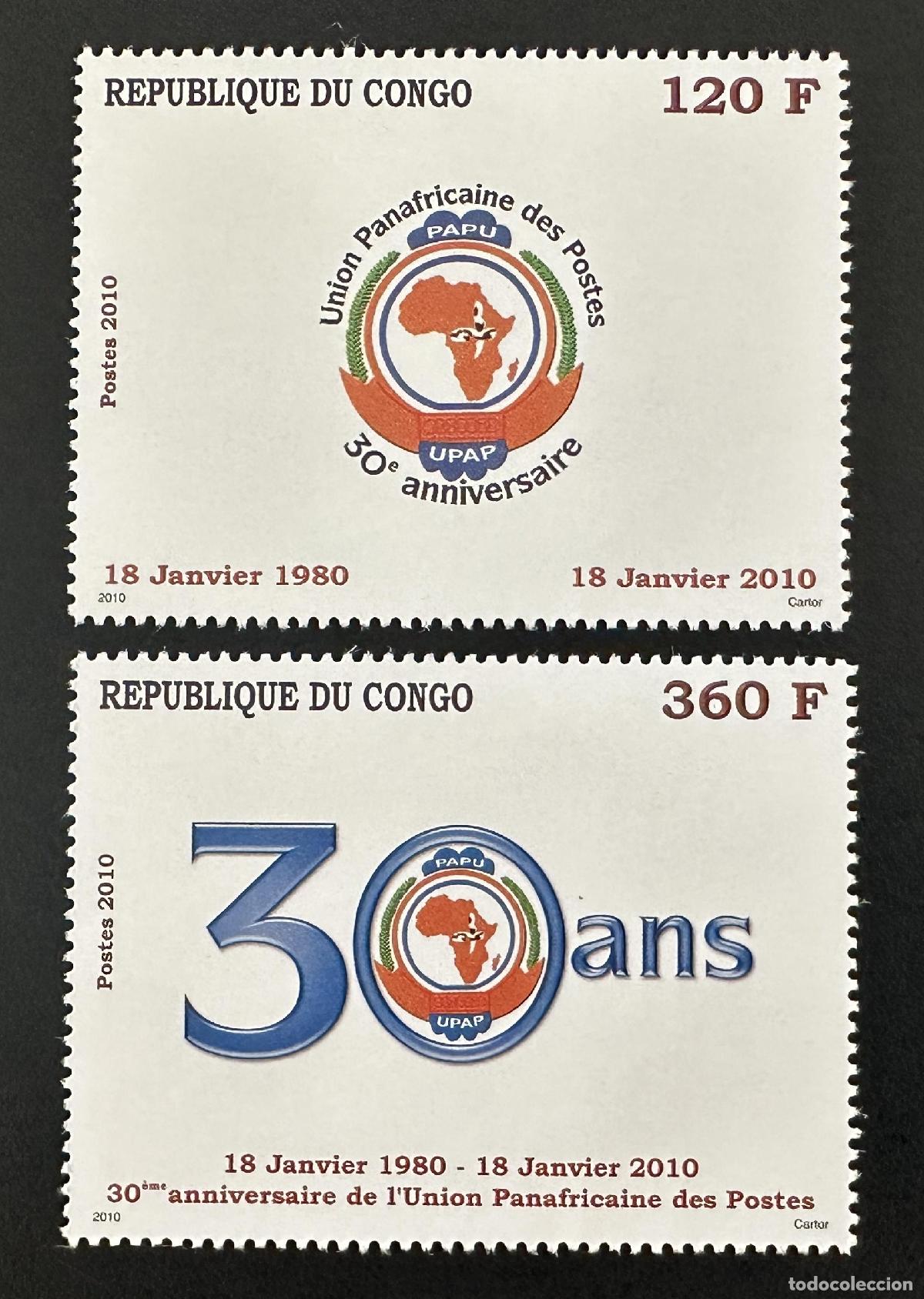 Sellos: Congo 2010 Mi. 1799-1800 Uni&oacute;n Panafricana Postal UPAP PAPU 30 a&ntilde;os