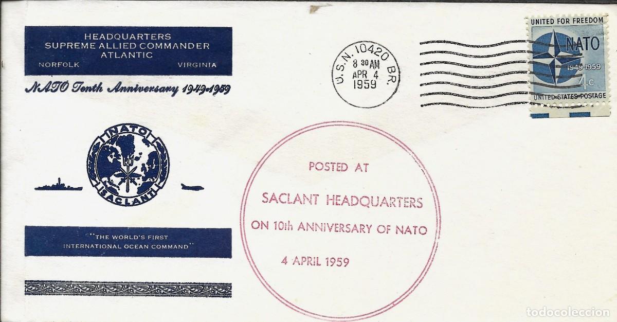 Sellos: Sobre conmemorativo del d&eacute;cimo aniversario de la OTAN, 4 de abril de 1959.