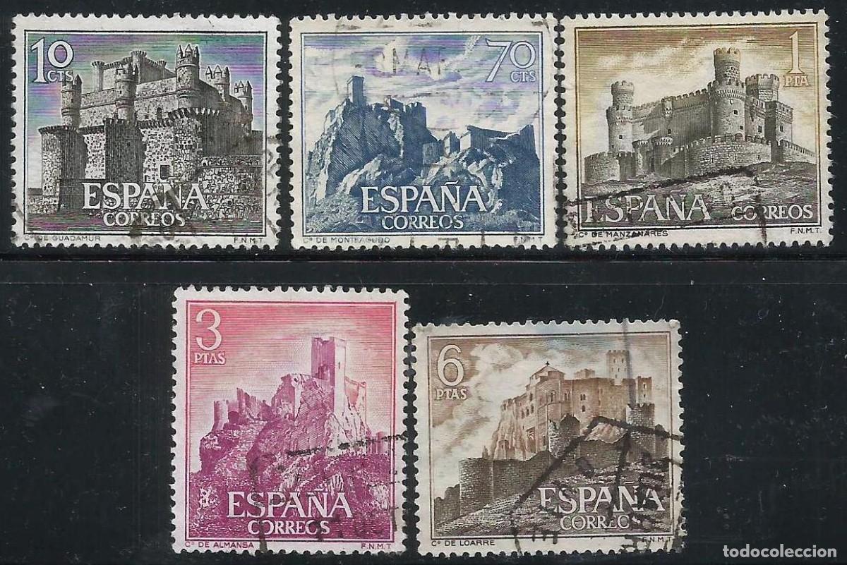 Sellos: Espa&ntilde;a. Spain. 1966. Lote de 5 sellos diferentes de Castillos