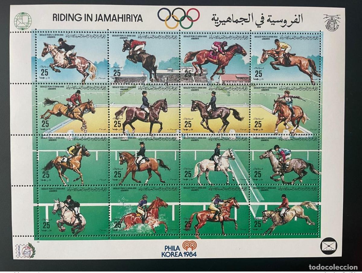 Sellos: Libia 1984 Mi. 1411 - 1426 Equitaci&oacute;n a caballo en Jamahiriya Juegos Ol&iacute;mpicos de Corea