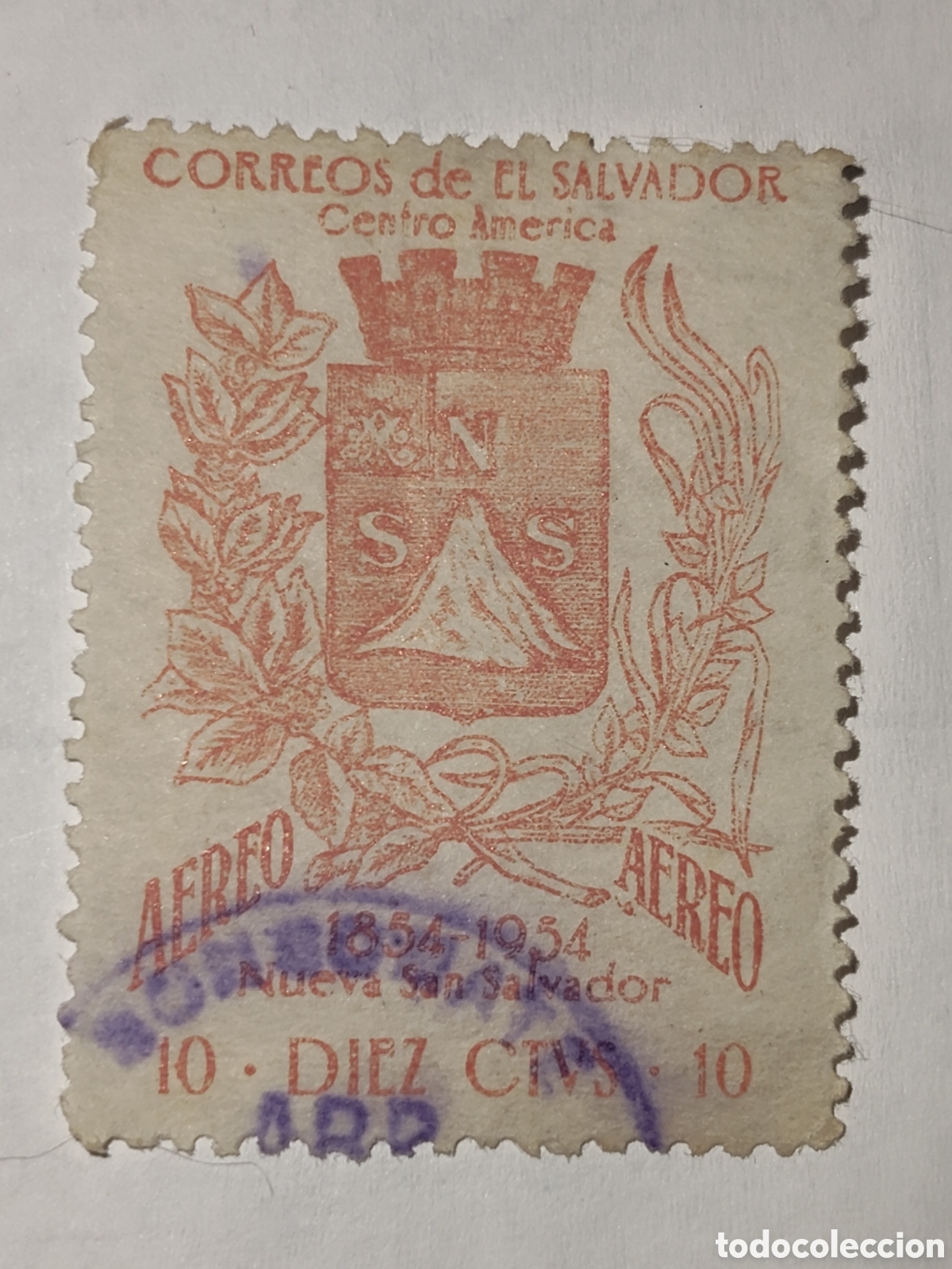 Sellos: Sello de El Salvador Centenario de la fundaci&oacute;n Nueva San Salvador 1954 usado