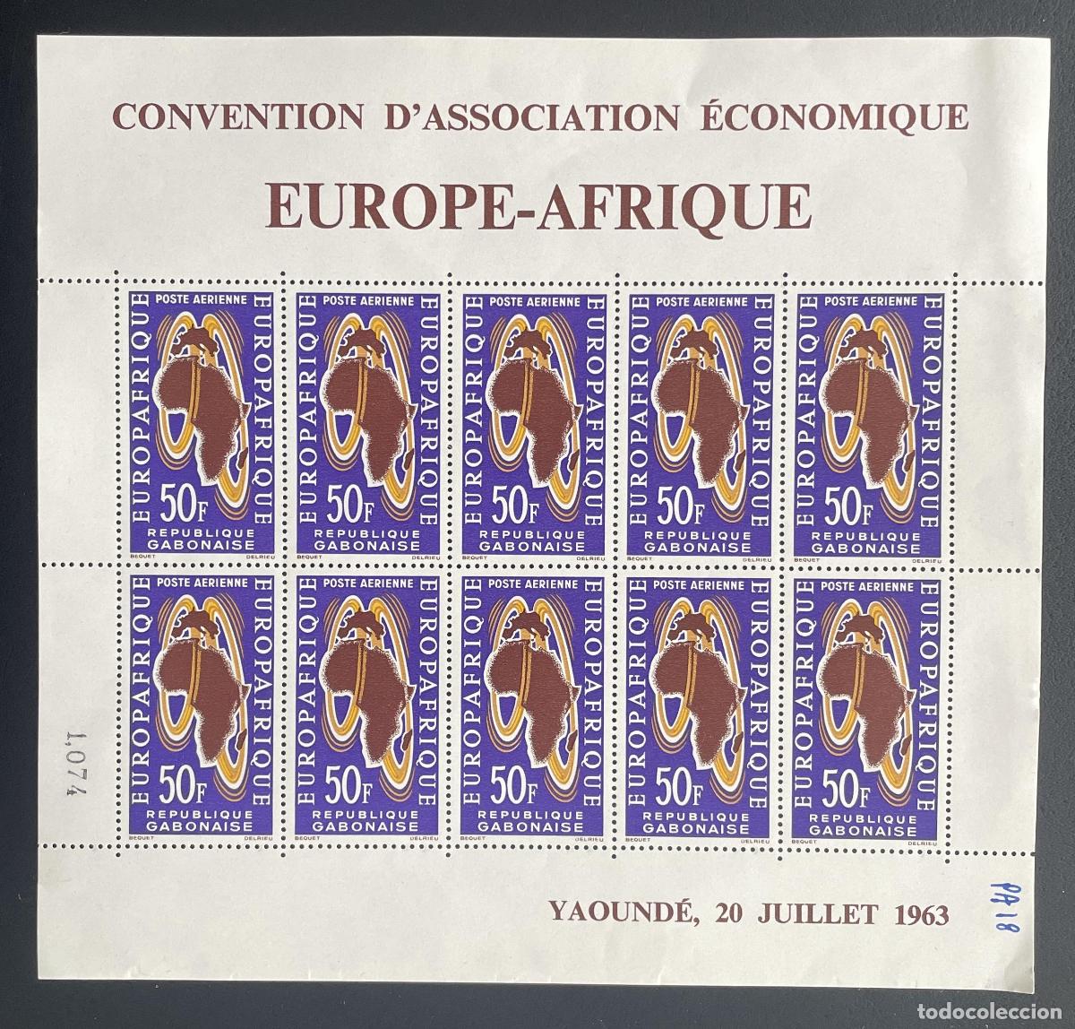 Selos: Gab&oacute;n 1963 YT PA 18 tabl&oacute;n Europafrica Europa &Aacute;frica correo a&eacute;reo