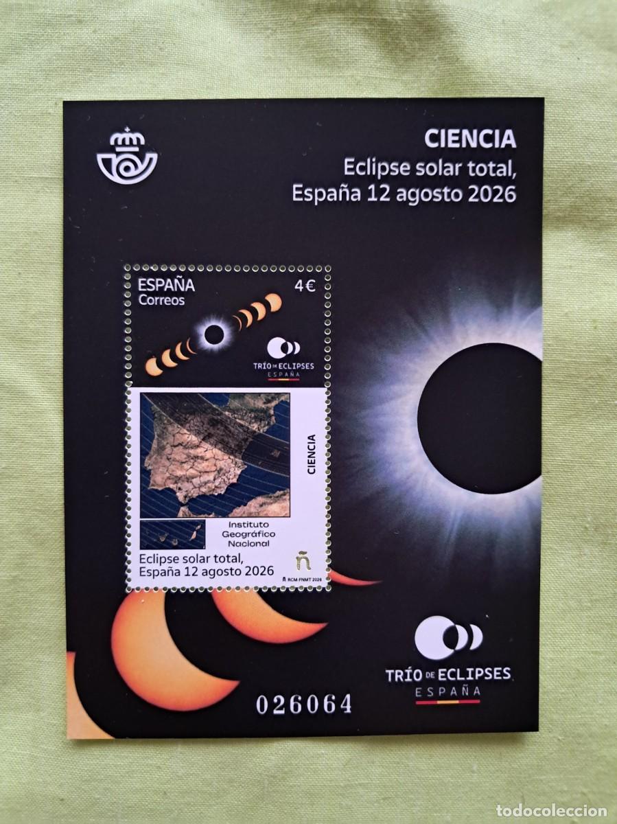 Selos: SELLO CONMEMORATIVO ECLIPSE SOLAR TOTAL 12 AGOSTO DE 2026
