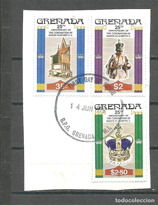 Sellos: GRENADA 1978 - YVERT NRO. 811 y 815-16 CORONACION ELISABETH II -FRAGMENTO- USADO