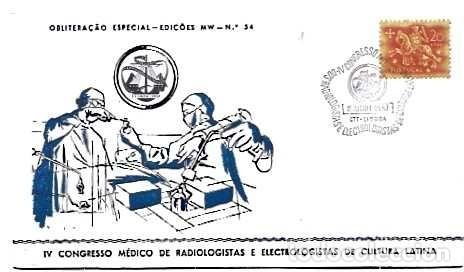 Sellos: Portugal y FDC IV Congreso M&eacute;dico de Radi&oacute;logos de Cultura Latina, Lisboa 1957 (1)