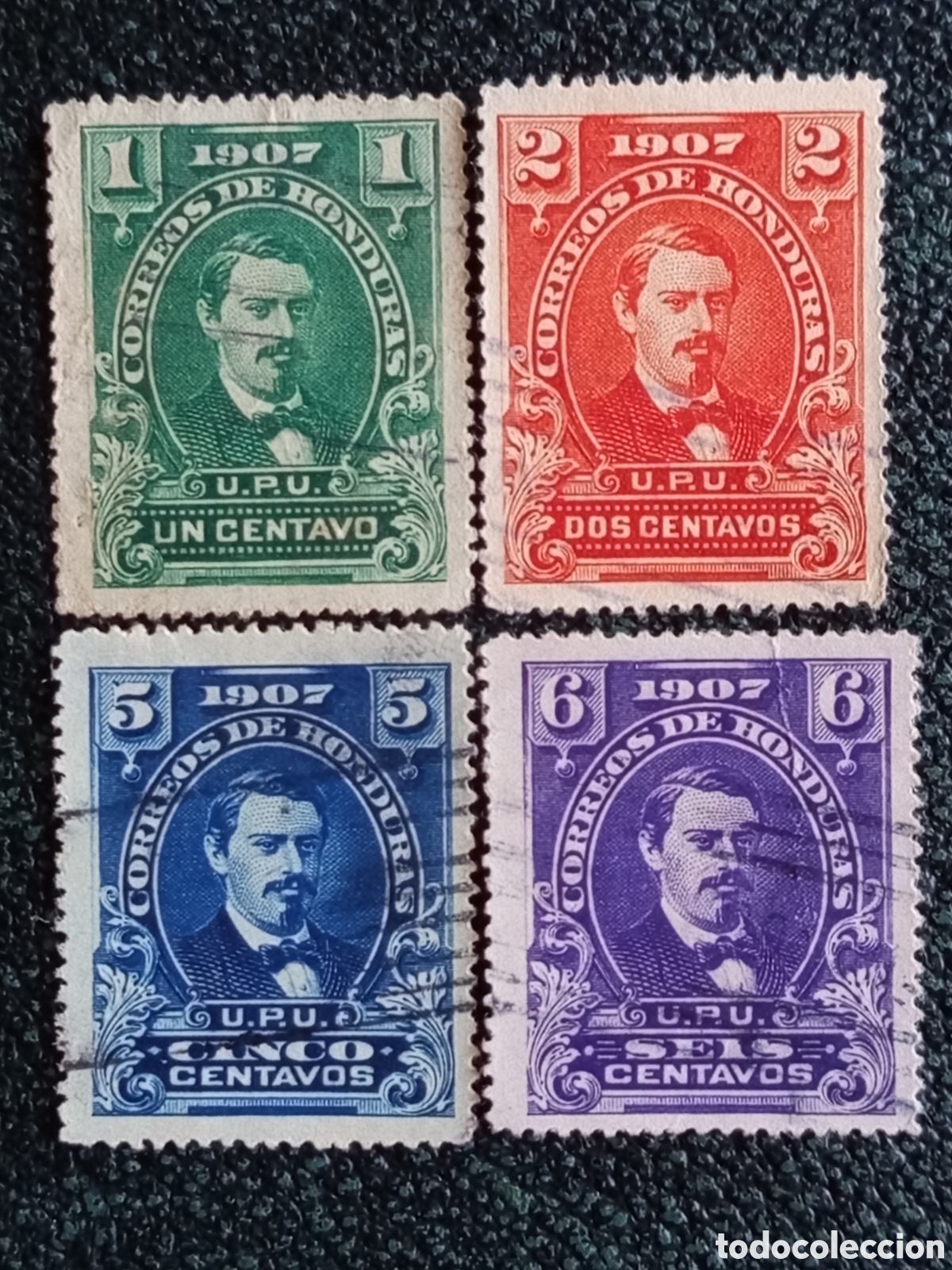 Sellos: Lote 4 Sellos Honduras 1907 Guardiola Usados (Scott #119-122 / Edifil #95-98)
