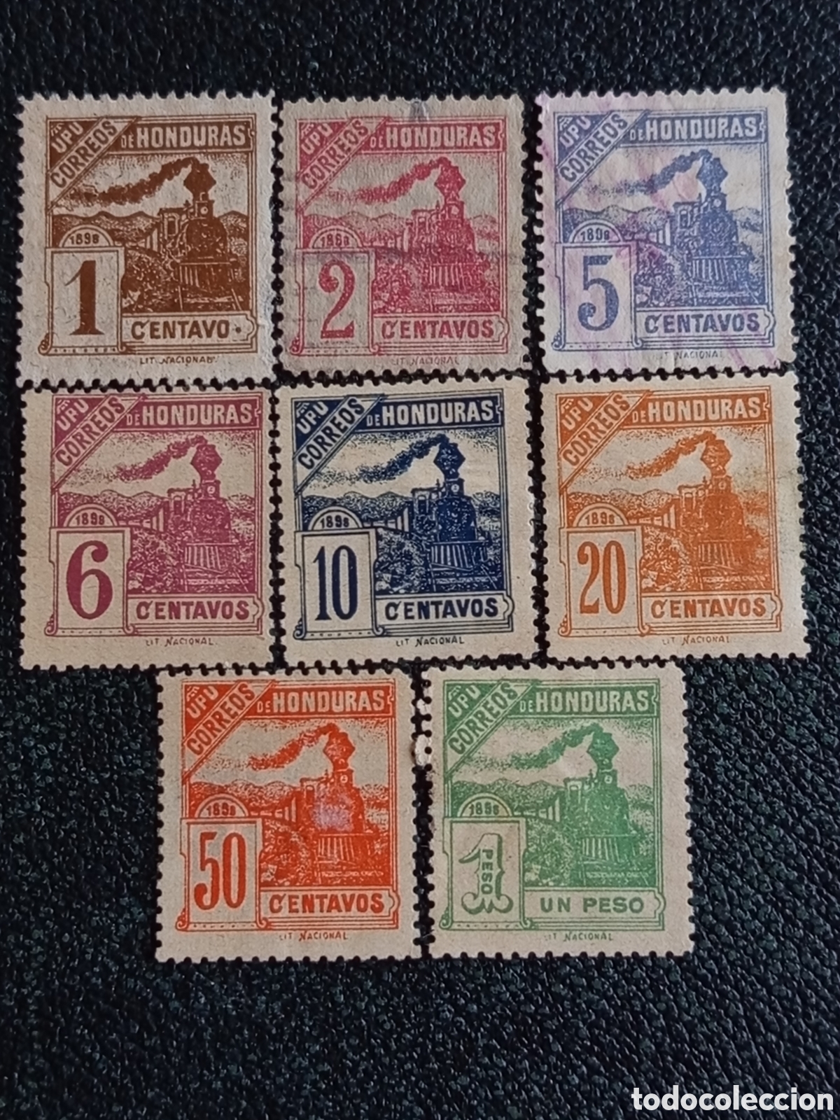 Sellos: Lote 8 Sellos Honduras 1898 Locomotora MNH (Scott #87-94 / Edifil #68-75)