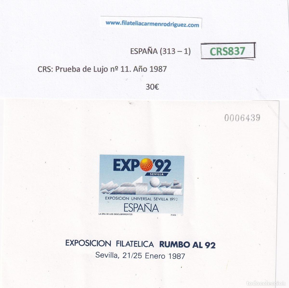 Selos: CRS0837 SELLOS ESPA&Ntilde;A Prueba de Lujo n&ordm; 11. A&ntilde;o 1987 NUEVOS