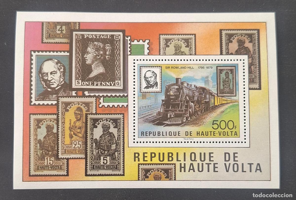 Francobolli: Alto Volta 1979 Mi. Bl. 53 Sir Rowland Hill locomotora tren