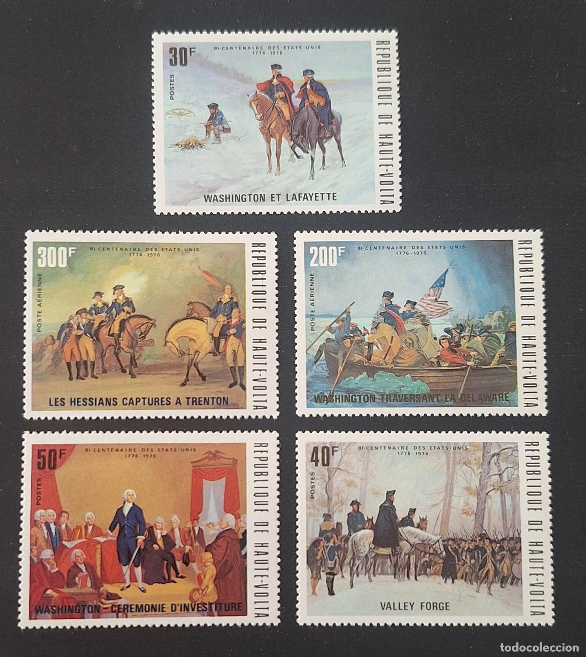Timbres: Alto Volta 1975 Mi. 569-573 Bicentenario EE.UU. Washington Lafayette