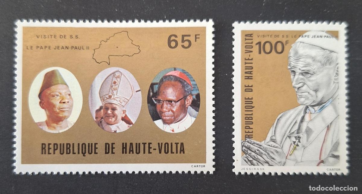 Timbres: Alto Volta 1980 Mi. 782-783 Visita Papa Juan Pablo II mapa &Aacute;frica