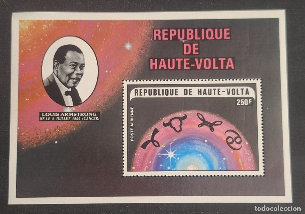Briefmarken: Alto Volta 1973 Mi. Bl. 19 Louis Armstrong jazz zod&iacute;aco C&aacute;ncer
