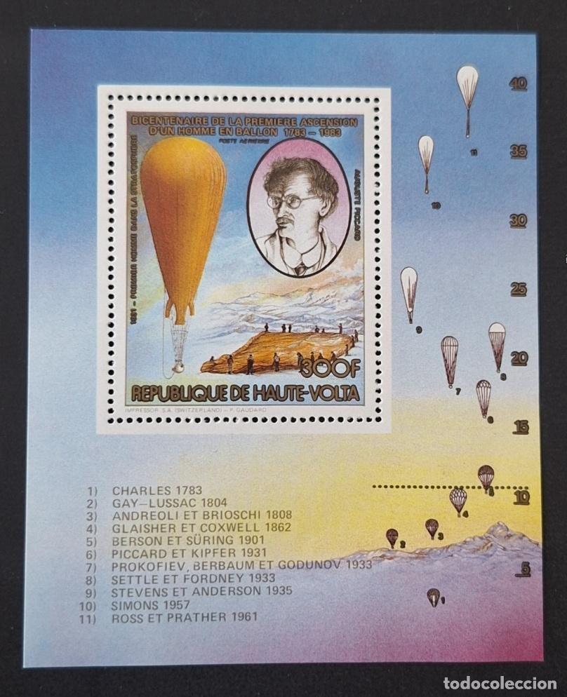 Sellos: Alto Volta 1983 Mi. Bl. 59 Bicentenario ascensi&oacute;n globo Piccard