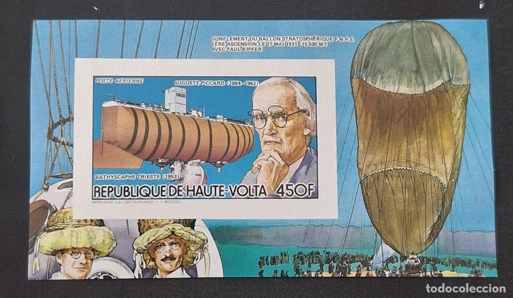 Sellos: Alto Volta 1984 Mi. 944 (Bl.) ND Piccard batiscafo globo FNRS