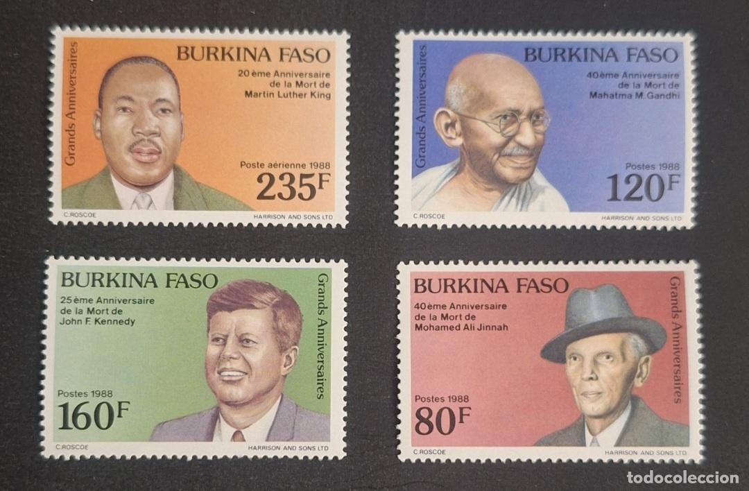 Sellos: Burkina Faso 1988 Mi. 1190-1193 Rey Gandhi Kennedy Jinnah