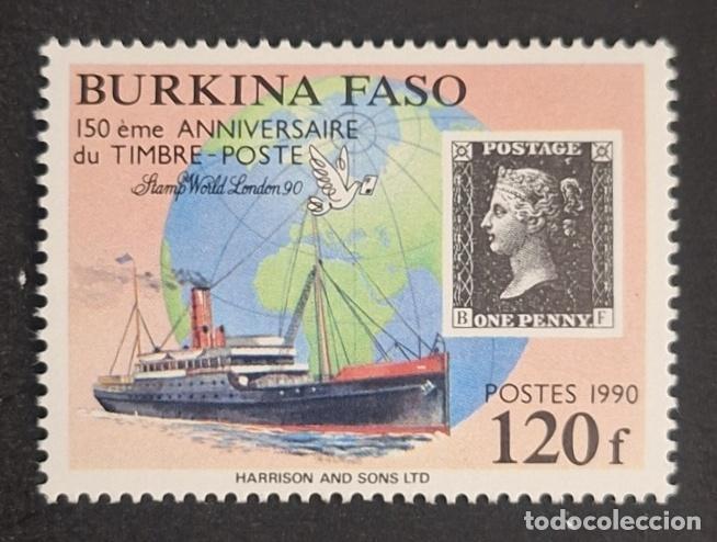 Sellos: Burkina Faso 1990 Mi. 1224 Aniversario Penny Black barco paloma