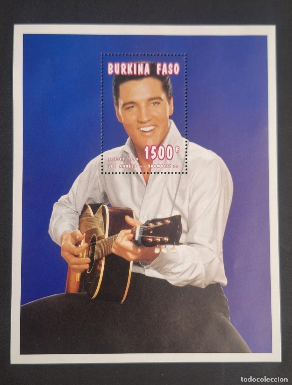 Selos: Burkina Faso 1995 Mi. Bl. 145 Elvis Presley guitarra m&uacute;sica rock