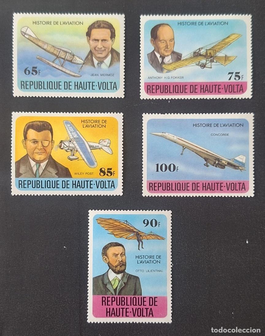 Selos: Alto Volta 1978 Mi. 706-710 Historia aviaci&oacute;n Mermoz Concorde