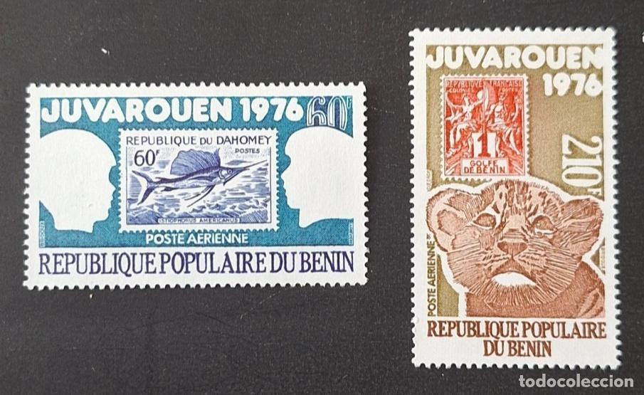 Selos: Ben&iacute;n 1976 Mi. 59-60 Juvarouen a&eacute;reo pez le&oacute;n filatelia