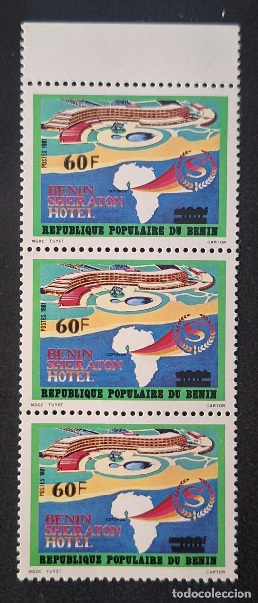 Sellos: Ben&iacute;n 1981 Mi. 265 sobrecargado Hotel Sheraton Cotonou tira de tres