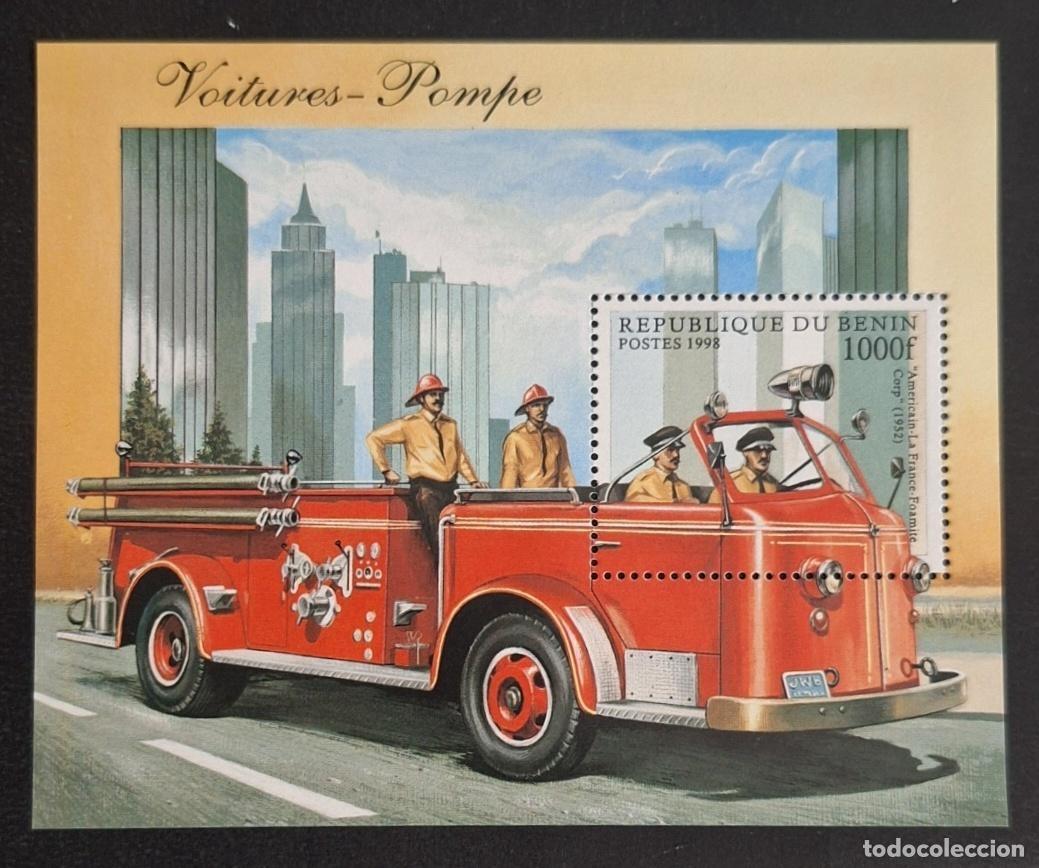 Sellos: Ben&iacute;n 1998 Mi. Bl. 38 Camiones de bomberos American La France