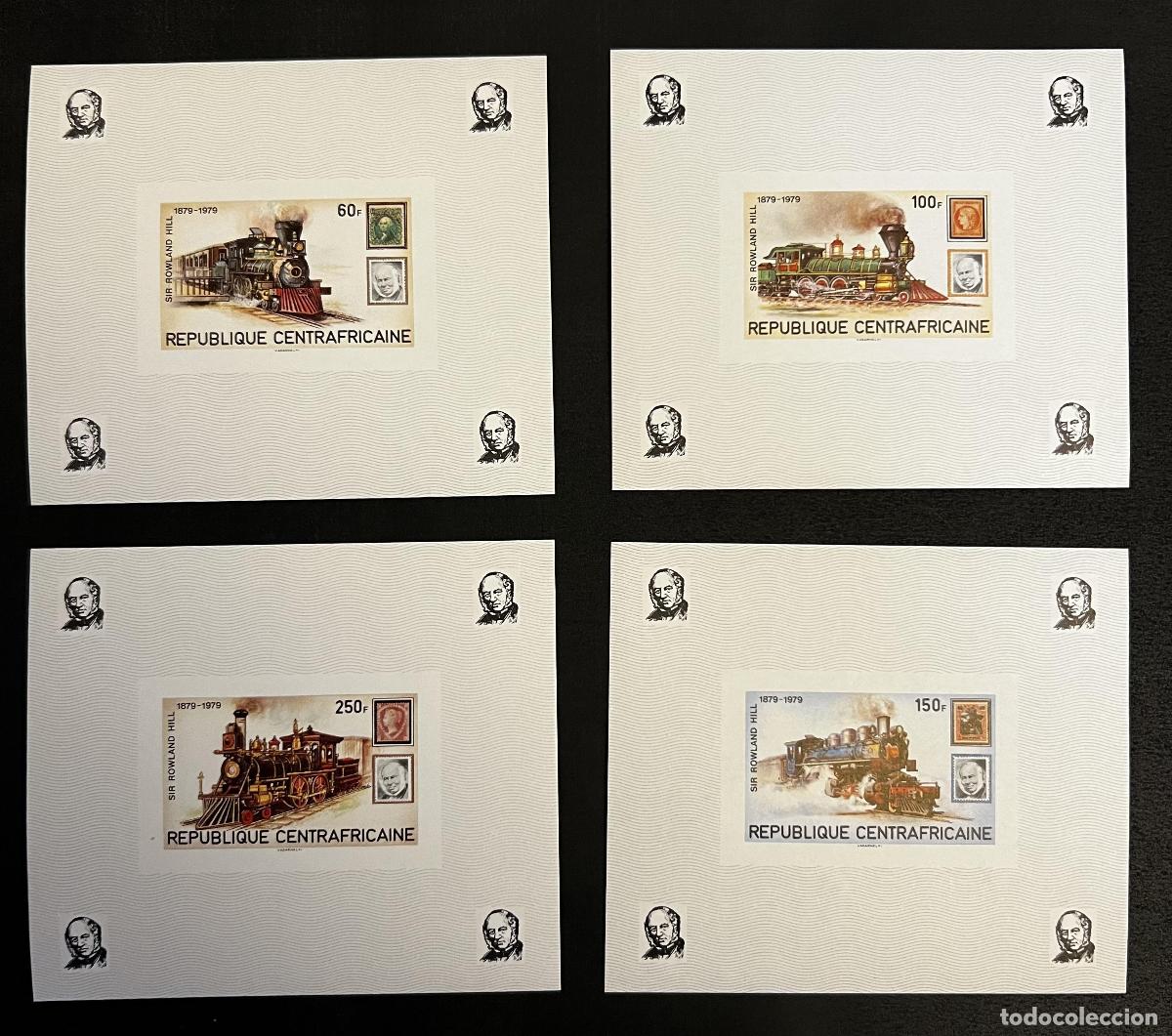 Sellos: Centro&aacute;frica 1979 Mi. 648-651 pruebas de lujo Rowland Hill trenes