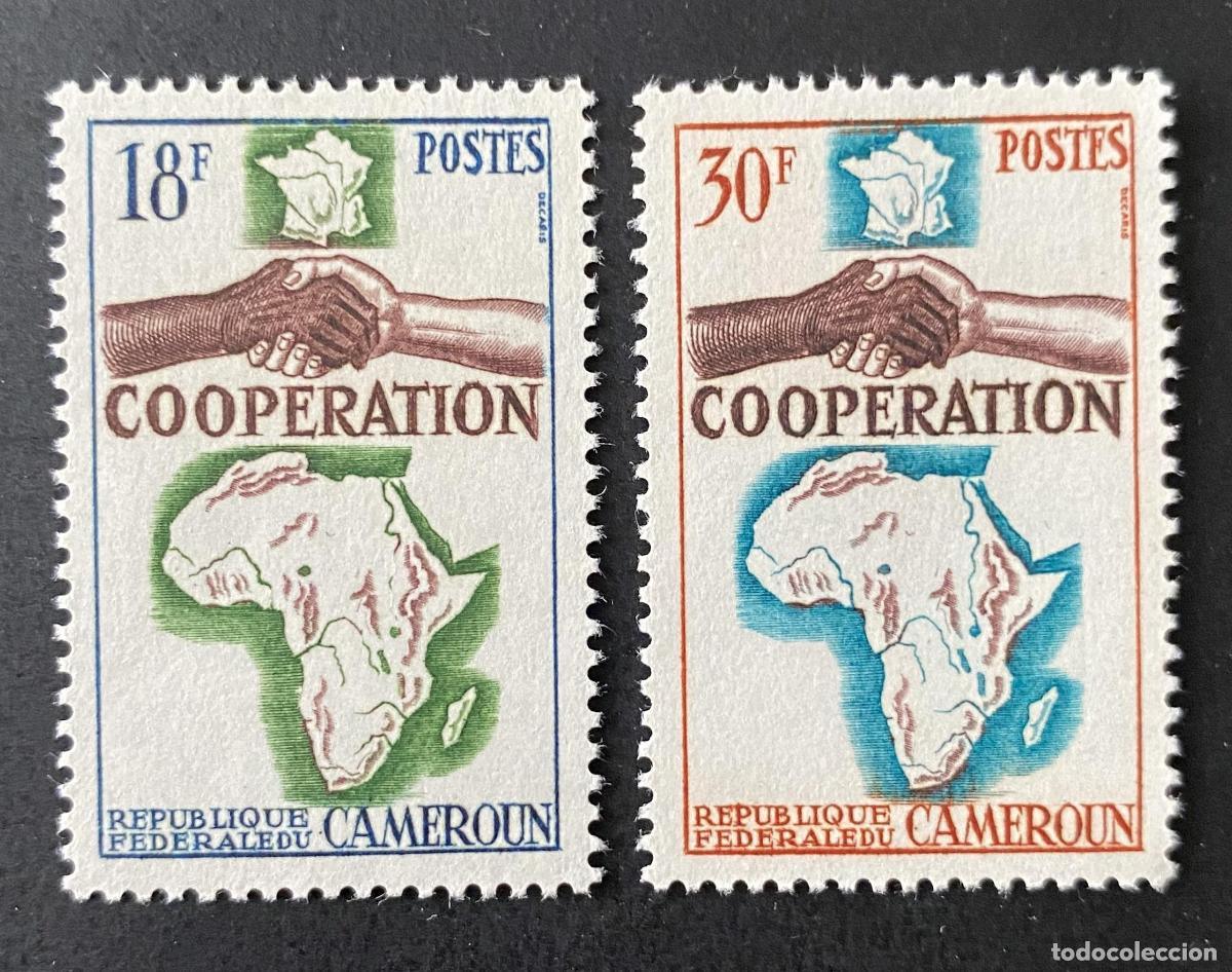 Briefmarken: Camer&uacute;n 1964 Mi. 415-416 Cooperaci&oacute;n &Aacute;frica mapa manos apret&oacute;n