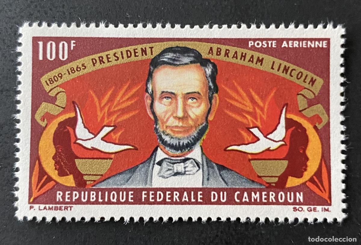 Sellos: Camer&uacute;n 1965 Mi. 424 Abraham Lincoln presidente USA correo a&eacute;reo