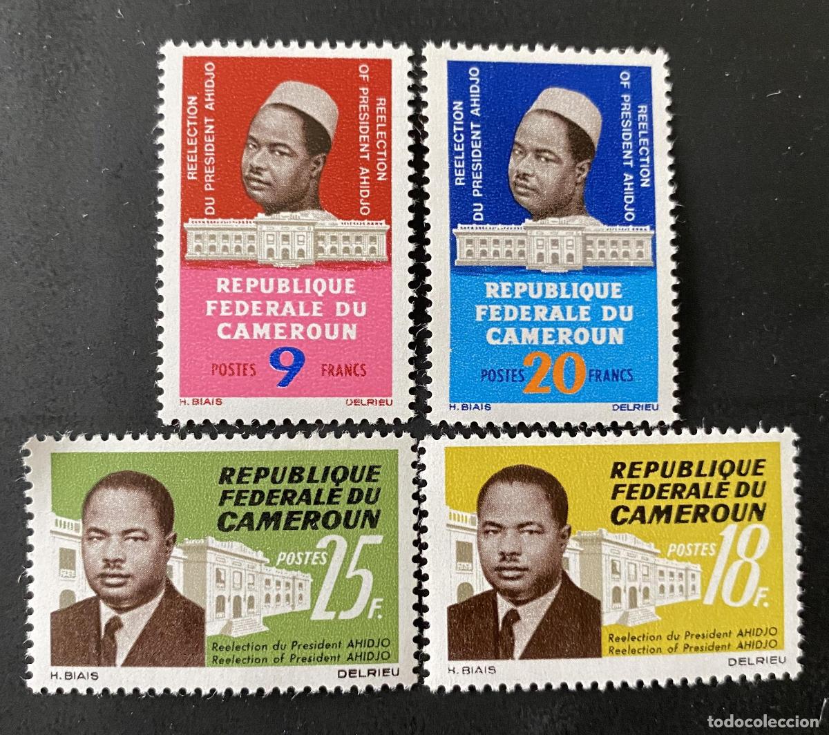 Sellos: Camer&uacute;n 1965 Mi. 440-443 Reelecci&oacute;n Presidente Ahidjo palacio