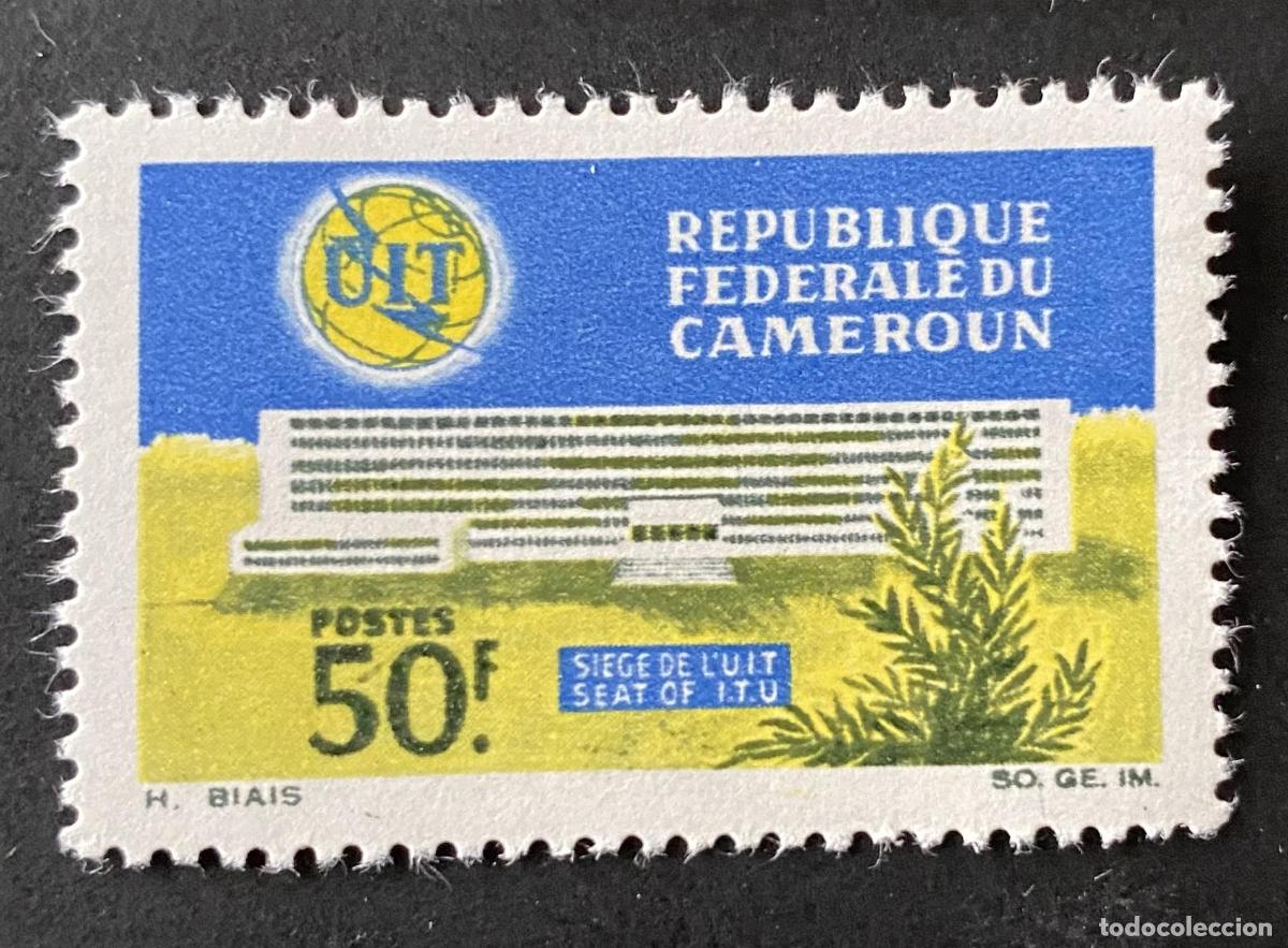 Sellos: Camer&uacute;n 1966 Mi. 462 Sede UIT Ginebra telecomunicaciones arquitectura