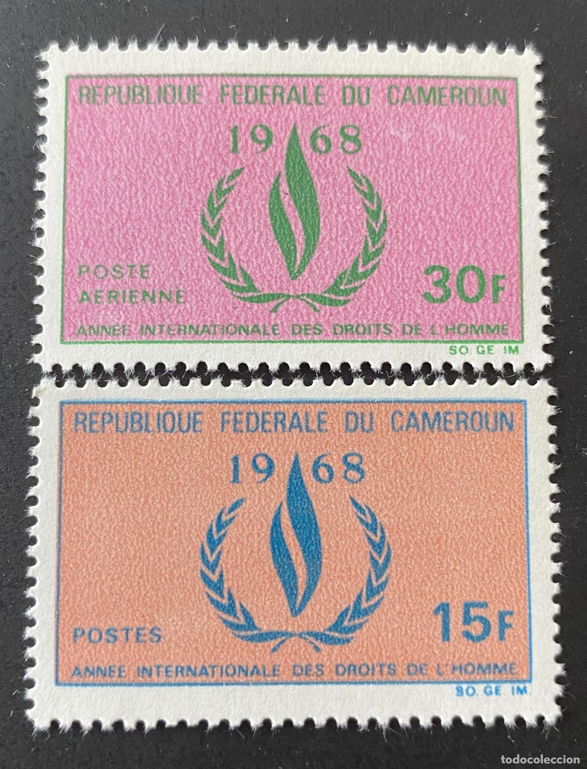 Sellos: Camer&uacute;n 1968 Mi. 555-556 A&ntilde;o Internacional Derechos Humanos
