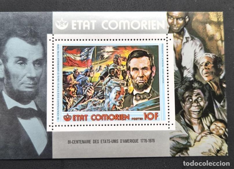 Sellos: Comoras 1976 Mi. Bl. 61 Bicentenario EE.UU. Lincoln Guerra