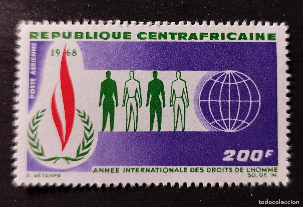 Sellos: Centro&aacute;frica 1968 Mi. 156 A&ntilde;o Internacional Derechos Humanos PA