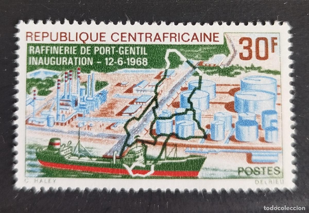 Sellos: Centro&aacute;frica 1968 Mi. 162 Refiner&iacute;a Port-Gentil inauguraci&oacute;n petr&oacute;leo