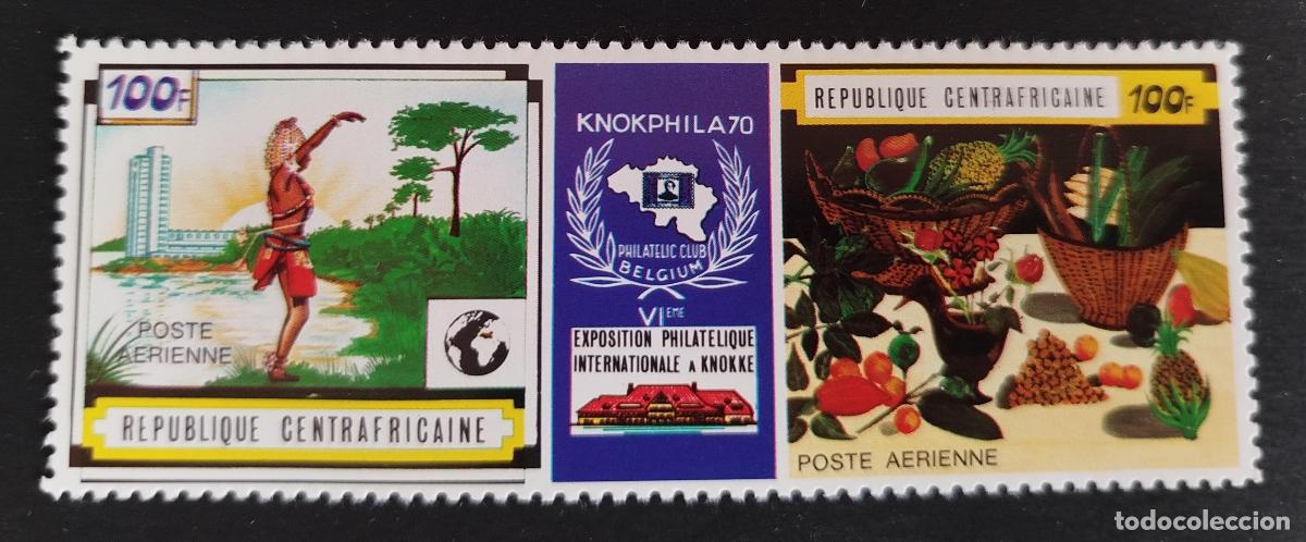 Sellos: Centro&aacute;frica 1970 Mi. 216-217 Knokphila 70 exposici&oacute;n filat&eacute;lica frutas