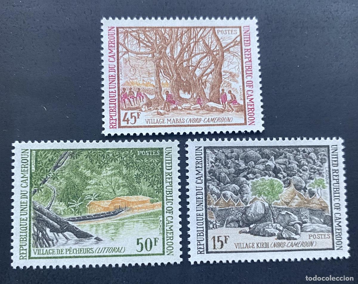 Sellos: Camer&uacute;n 1972 Mi. 754-756 aldeas Mabas Kirdi pescadores baobab piragua