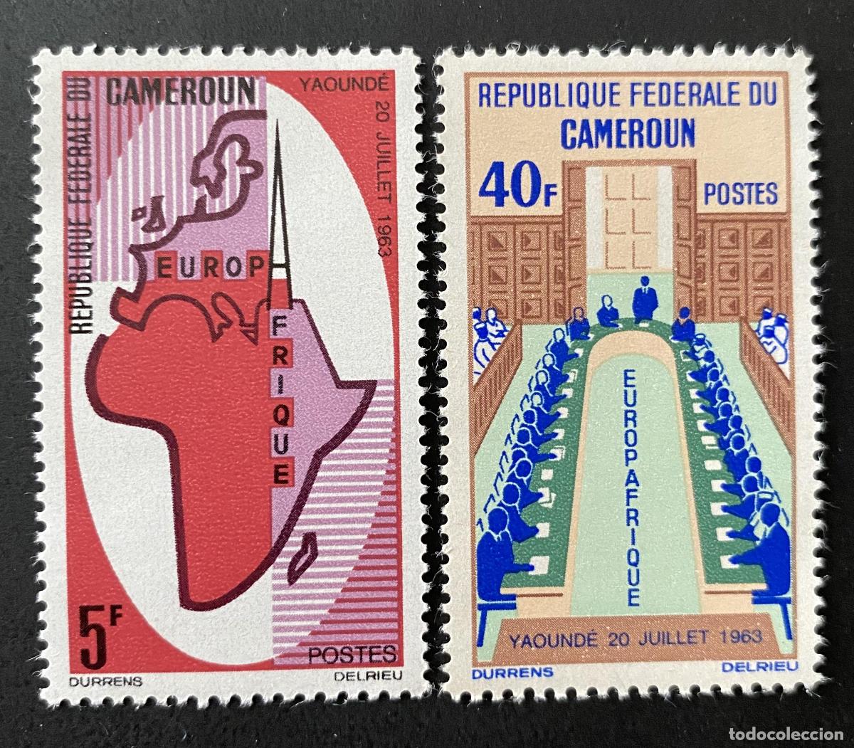Sellos: Camer&uacute;n 1963 Mi. 435-436 Europafrica Yaund&eacute; conferencia mapa &Aacute;frica