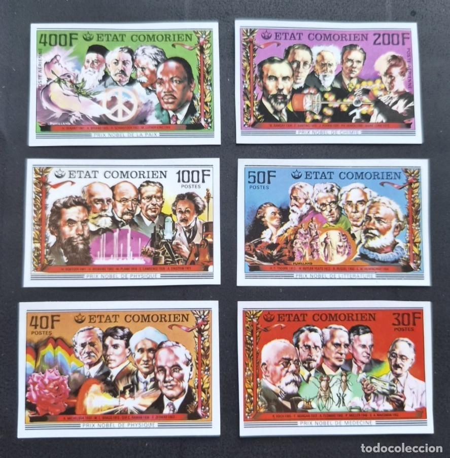 Sellos: Comoras 1977 Mi. 346-351 ND Premio Nobel Paz Qu&iacute;mica F&iacute;sica Medicina