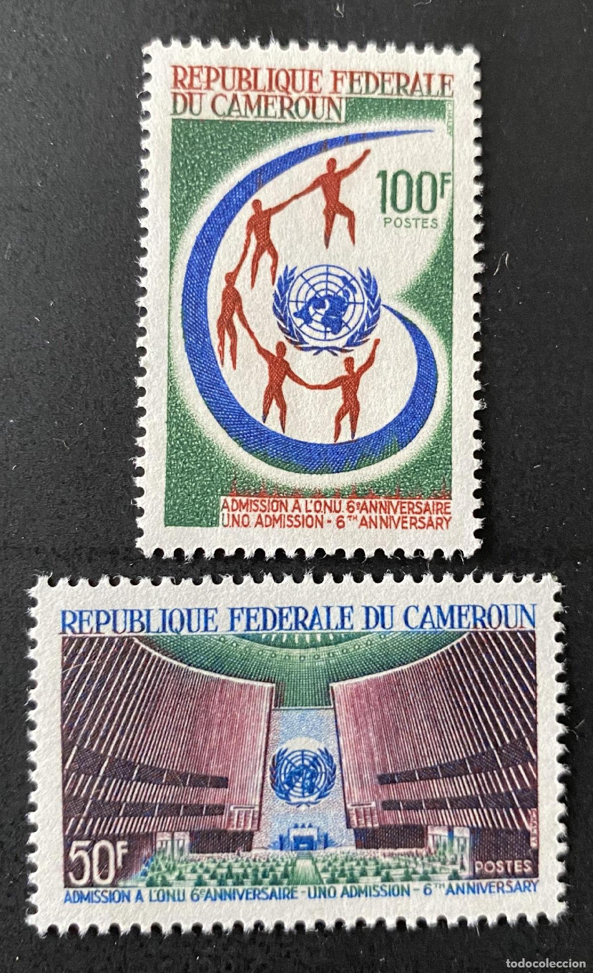 Sellos: Camer&uacute;n 1966 Mi. 482-483 Admisi&oacute;n ONU 6&ordm; Aniversario Naciones Unidas