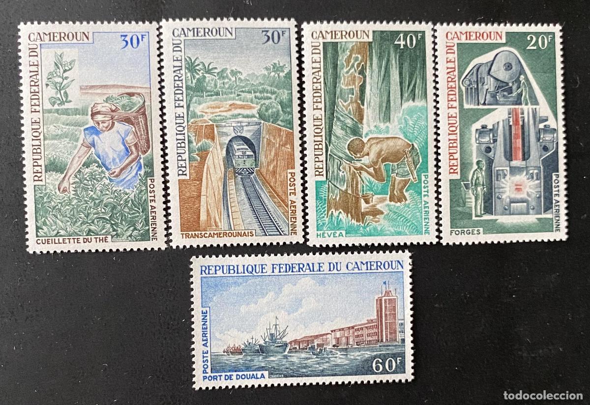 Sellos: Camer&uacute;n 1967 Mi. 536-540 a&eacute;reo t&eacute; tren caucho fraguas puerto