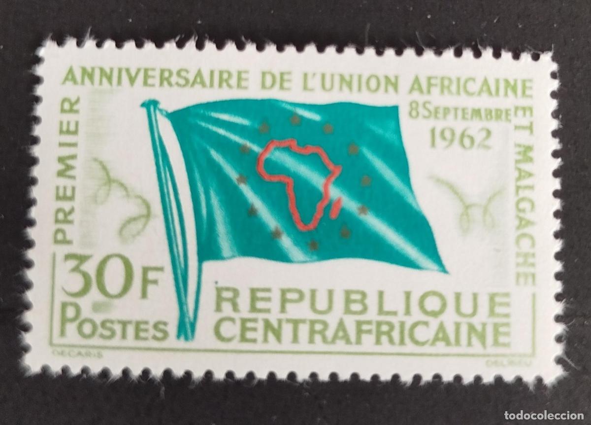 Timbres: Centro&aacute;frica 1962 Mi. 30 Uni&oacute;n Africana Malgache bandera &Aacute;frica