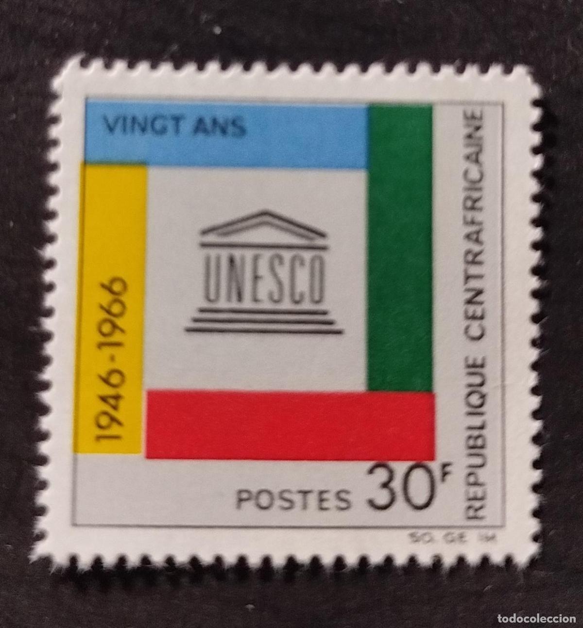 Francobolli: Centro&aacute;frica 1966 Mi. 122 UNESCO 20 aniversario educaci&oacute;n ciencia