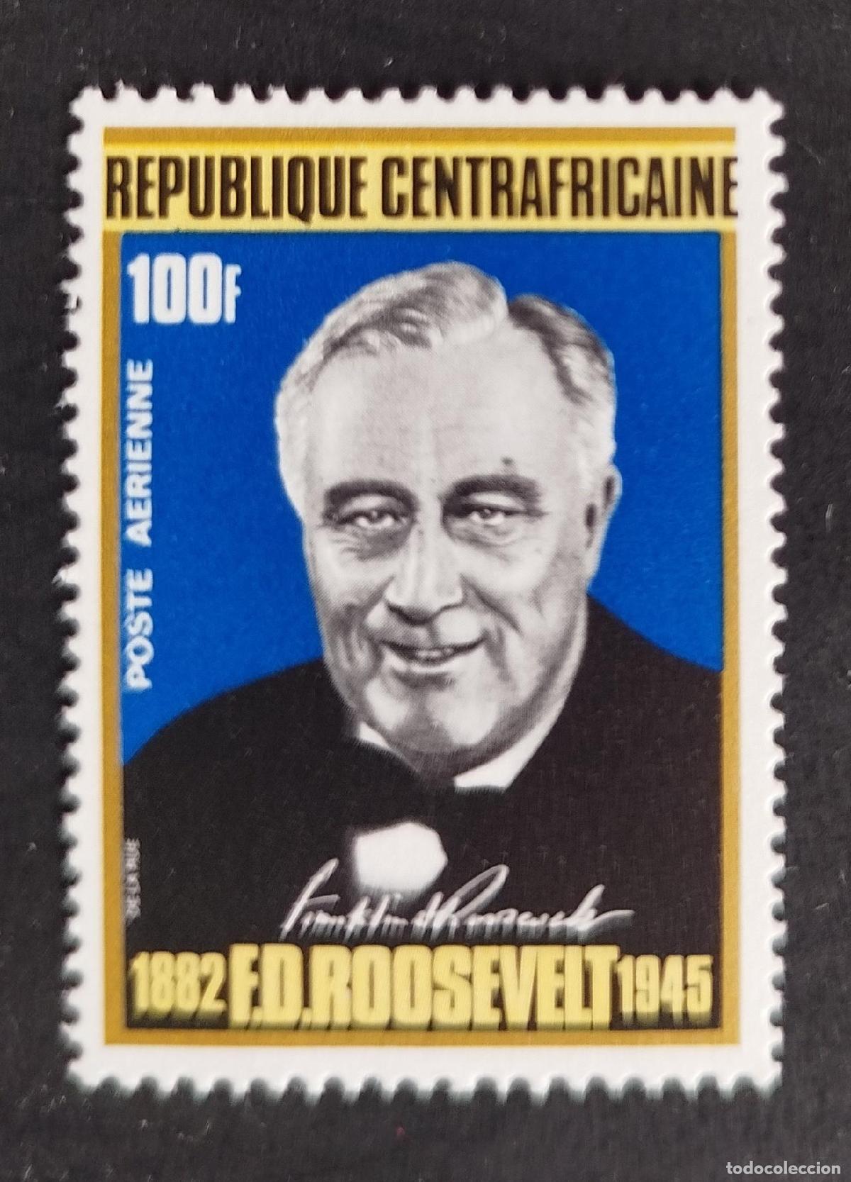 Sellos: Centro&aacute;frica 1970 Mi. 214 Roosevelt presidente EEUU correo a&eacute;reo